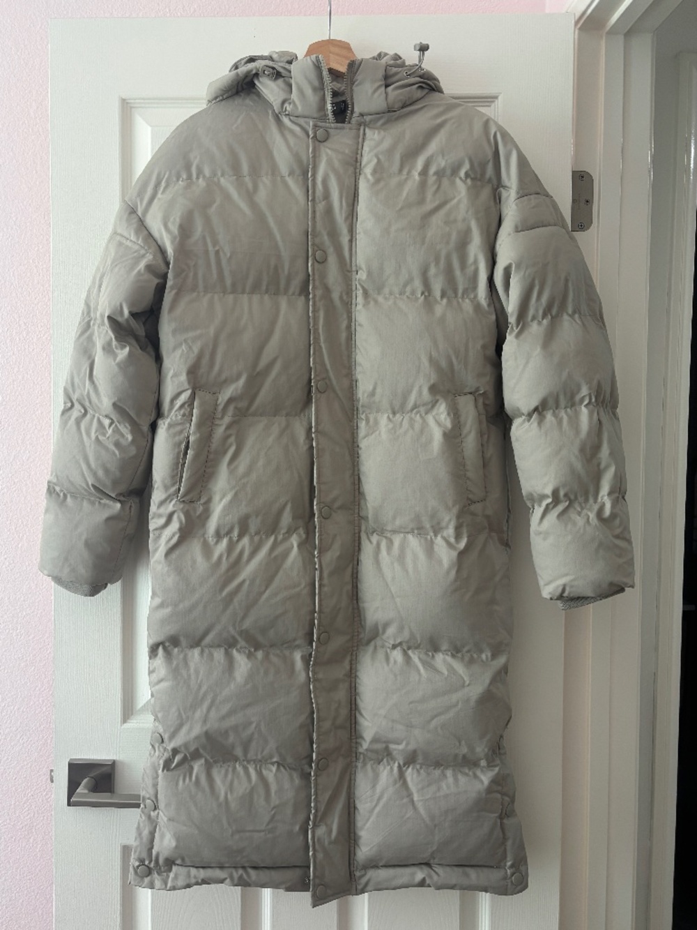 Missguided Tall Longline Padded Puffer Coat - Sage Green Size 4 - Picture 3 of 12